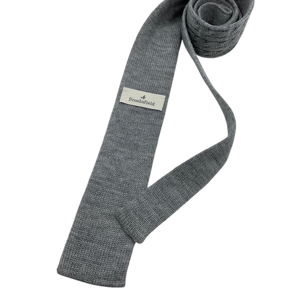 BROOKSFIELD Solid Gray Knit Wool LUXURY Slim Tie ITALY - Picture 2 of 5